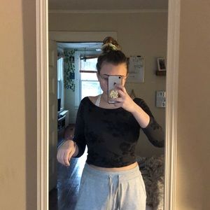 American Eagle black and grey flower crop top